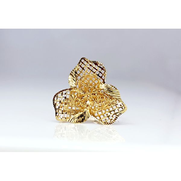 Anel em Ouro 18k Flor Desenhada 