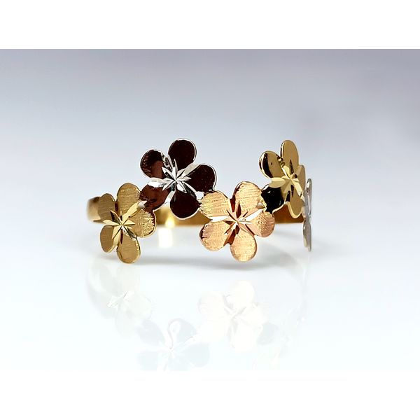 Anel em Ouro 18k Flores Tricolores