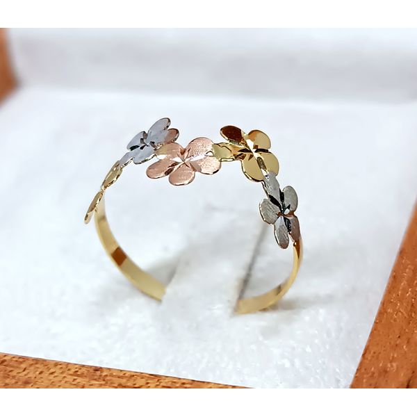 Anel em Ouro 18k Flores Tricolores