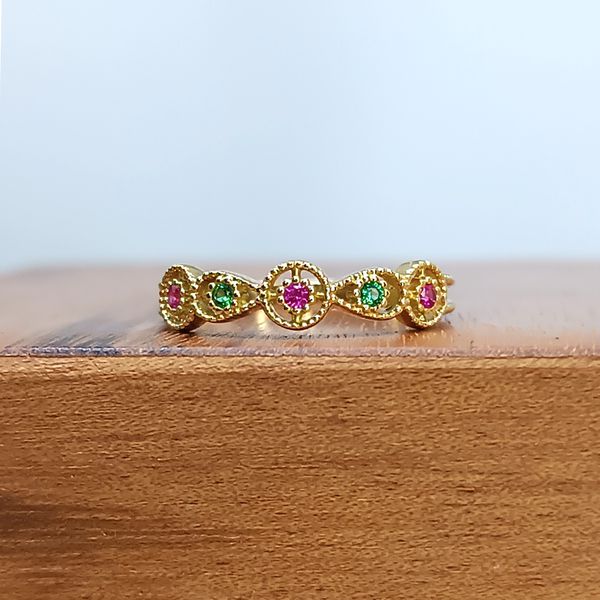 Anel em Ouro 18k Pedras Coloridas