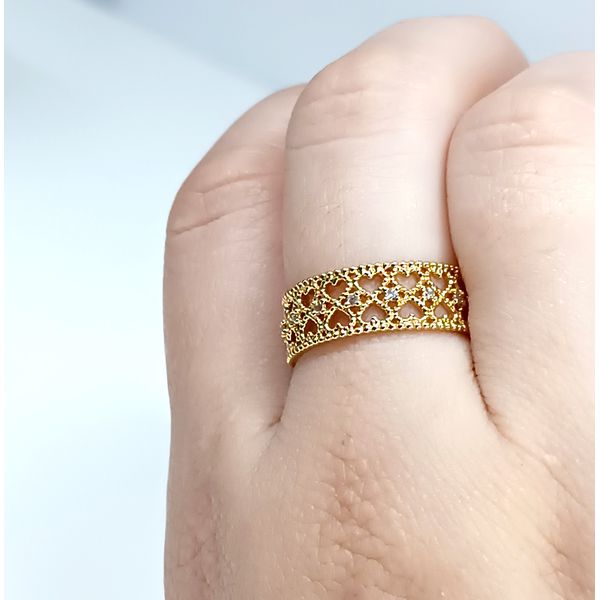 Anel em Ouro 18k Corações Trabalhados