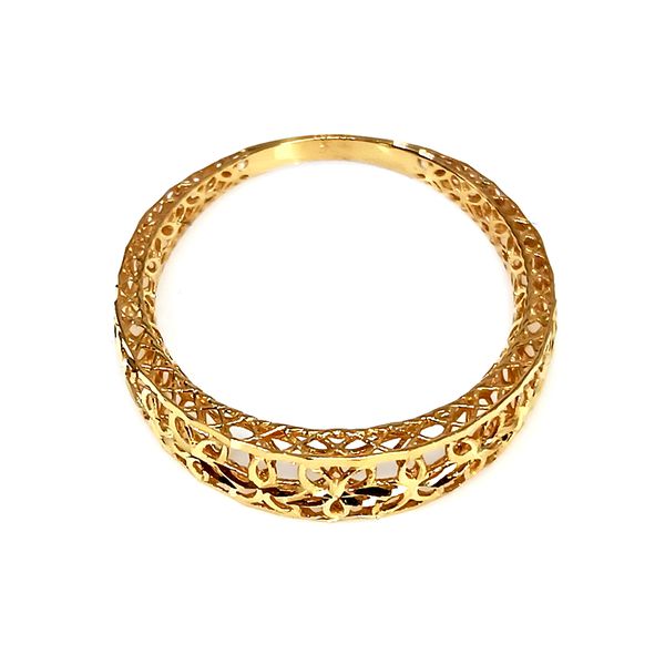 Anel em Ouro 18k Bojudo Trabalhado com Flores