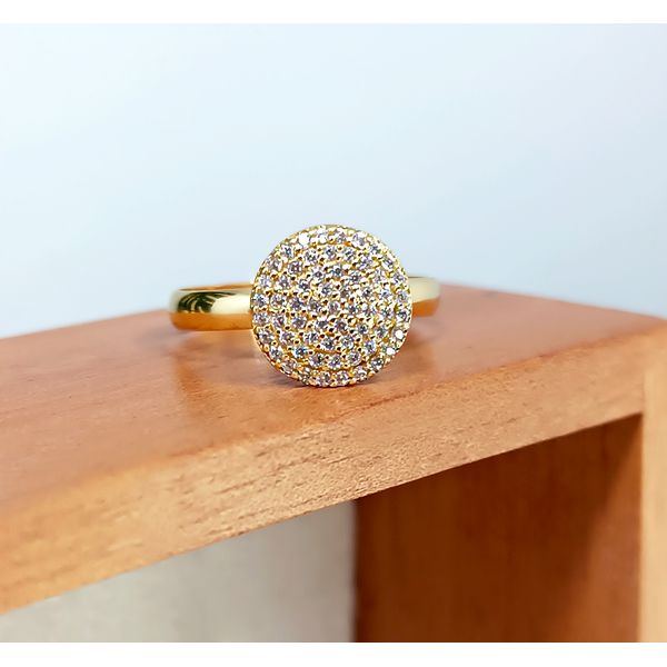 Anel em Ouro 18k Cravejado Alto 