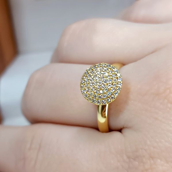 Anel em Ouro 18k Cravejado Alto 