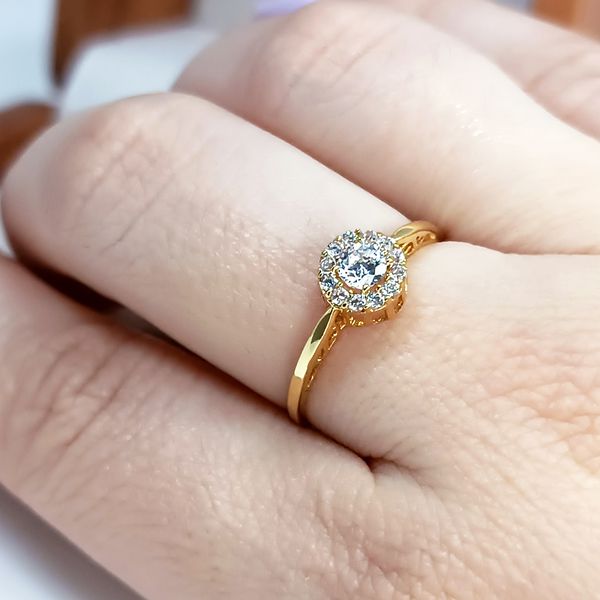 Anel Solitário em Ouro 18k Trabalhado aro Personalizado