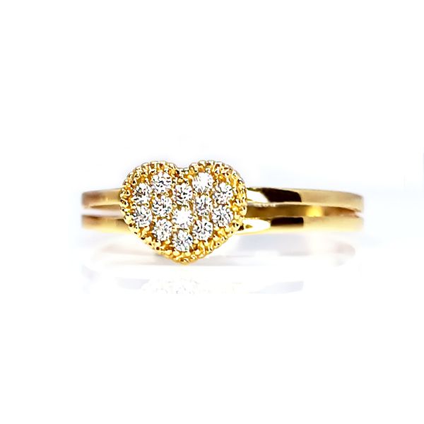 Anel em Ouro 18k Coração Cravejado
