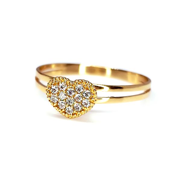 Anel em Ouro 18k Coração Cravejado