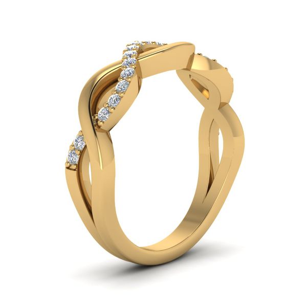 Anel Trançado com Diamantes em Ouro 18k