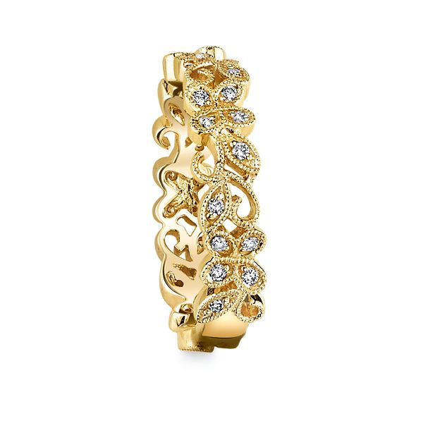 Anel em Ouro Amarelo 18k Flores com Diamantes 