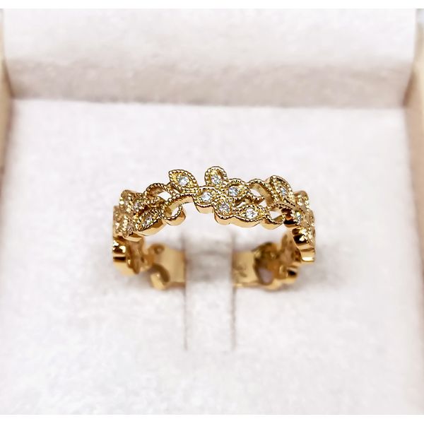 Anel em Ouro Amarelo 18k Flores com Diamantes 