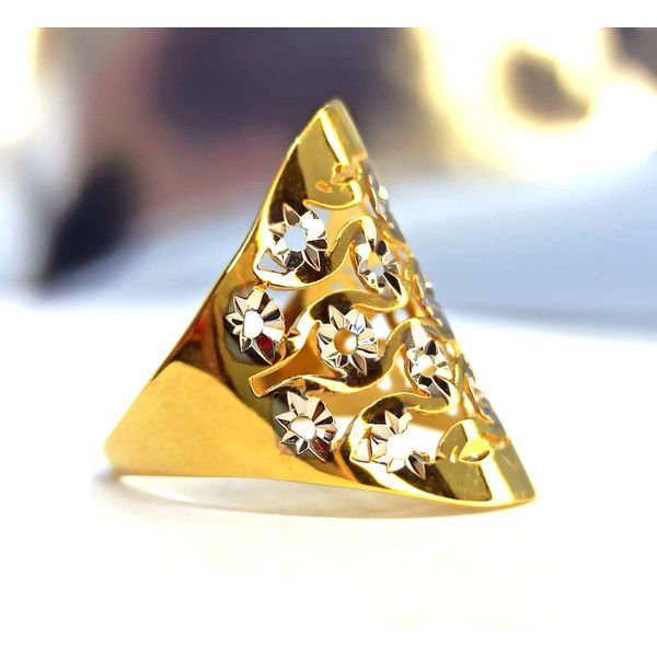 Anel em Ouro 18k Amarelo e Branco Diamantado