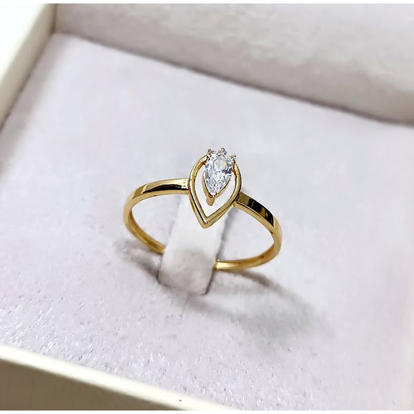 Anel em Ouro 18k Solitário Fundo Gota