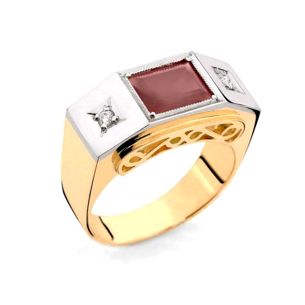 Anel de Formatura Lazurita em Ouro 18k com Pedra Carrê 