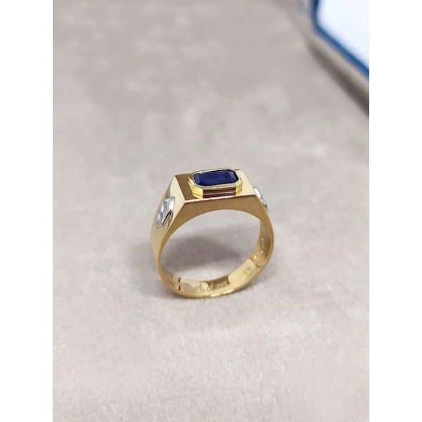 Anel de Formatura Ouro 18k com Pedra Safira