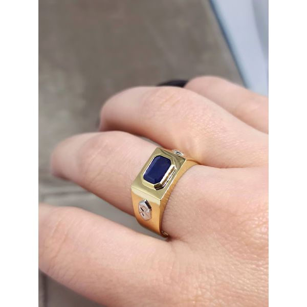 Anel de Formatura Ouro 18k com Pedra Safira