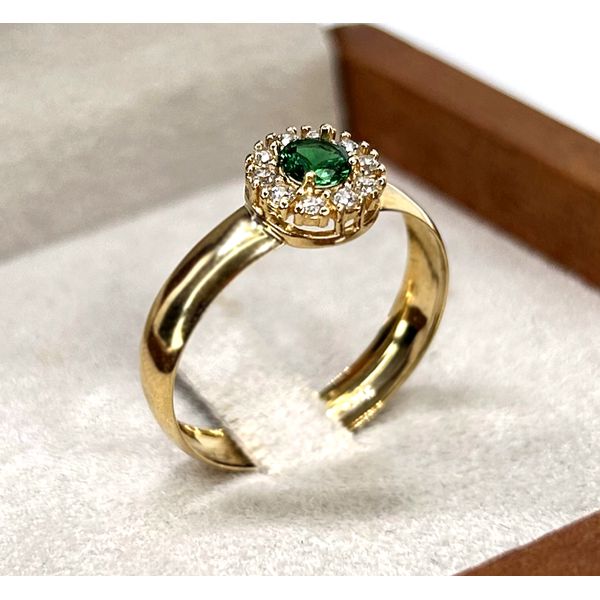 Anel de Formatura em Ouro 18k Redondo Borda com Pedras