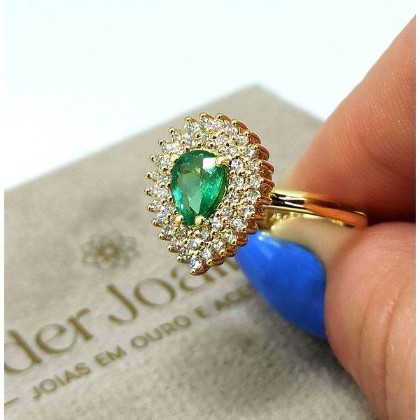 Anel de Formatura em Ouro 18k Gota Cravejado 