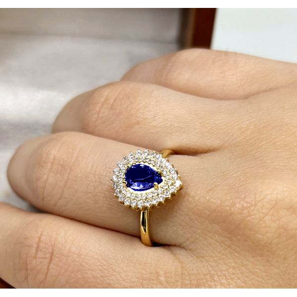 Anel de Formatura em Ouro 18k Gota Safira