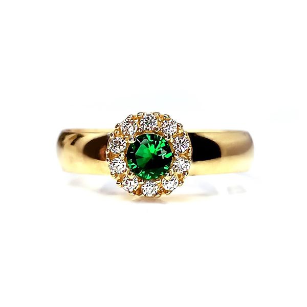 Anel de Formatura em Ouro 18k Redondo Borda com Pedras