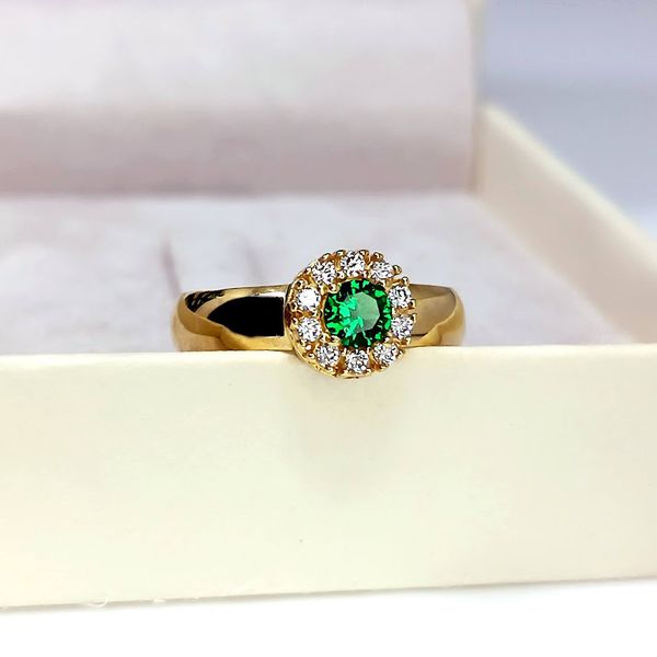 Anel de Formatura em Ouro 18k Redondo Borda com Pedras