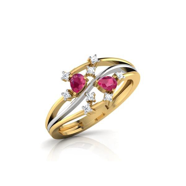  Anel Ouro 18k com Diamantes e Pedra Natural Turmalina Rosa