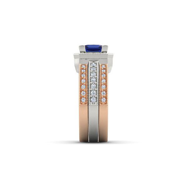 Anel em Ouro Amarelo e Branco 18k Safira Cravejado com Brilhantes