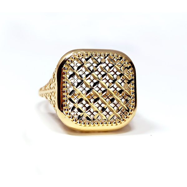 Anel em Ouro Amarelo 18k Quadrado Tela