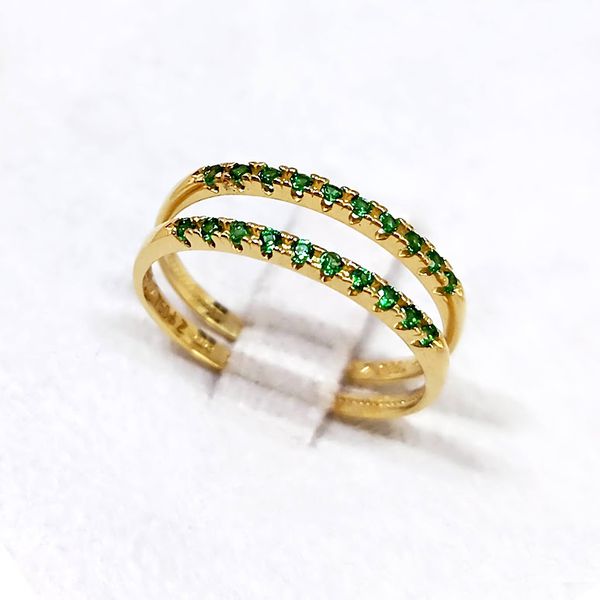 Aparador em Ouro 18k Cravejado com Pedras Verde