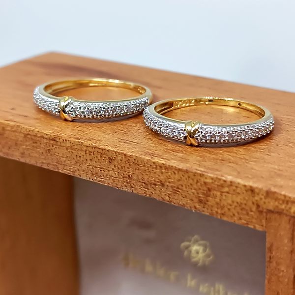 Anel em Ouro 18k Cravejado em Ouro Branco Diamantado Centro X