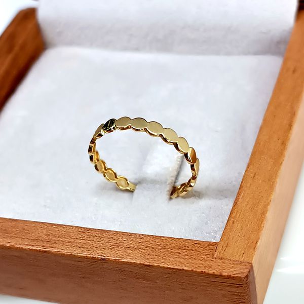 Anel em Ouro 18k Bolinhas Chapa Fosca e Polida
