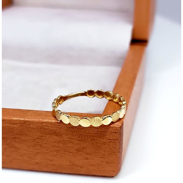 Anel em Ouro 18k Bolinhas Chapa Fosca e Polida