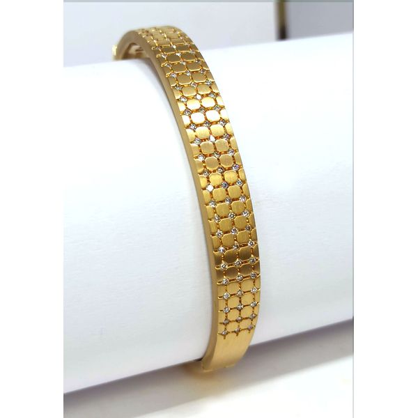 Bracelete em Ouro 18k Trabalhado Cravejado com Diamantes