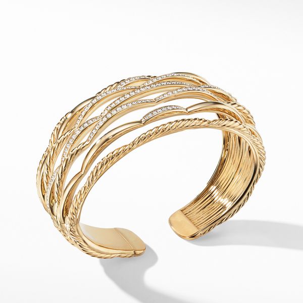 Bracelete em Ouro 18k 750 Vazado e Trabalhado com Diamantes