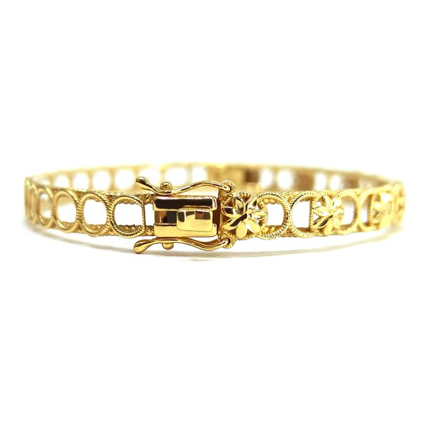 Bracelete em Ouro 18k Círculos com Flor