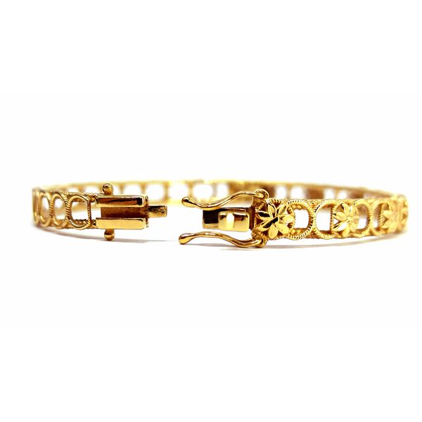 Bracelete em Ouro 18k Círculos com Flor