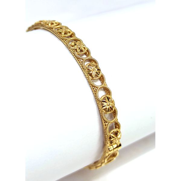 Bracelete em Ouro 18k Círculos com Flor