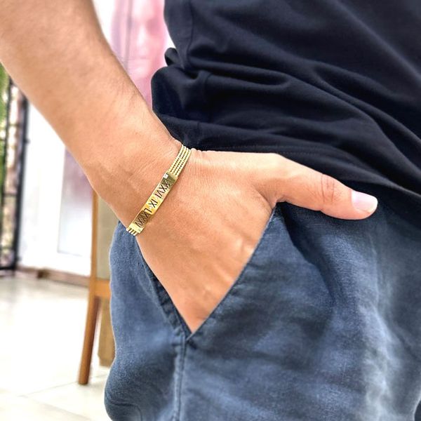 Bracelete Chronos Romanus Ouro 18k Personalizado