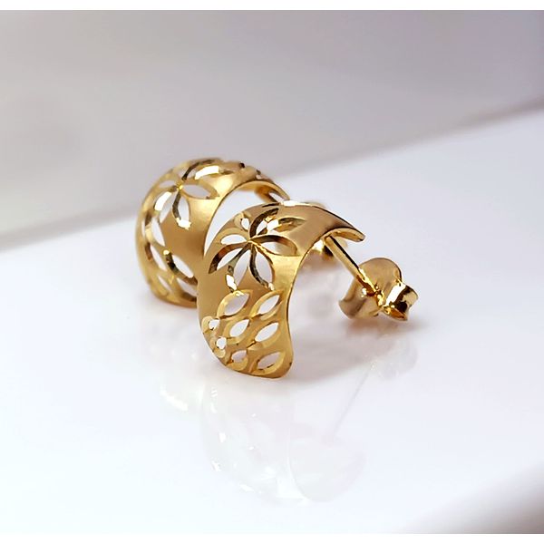 Brinco em Ouro 18k Bojudinho Flores Diamantado
