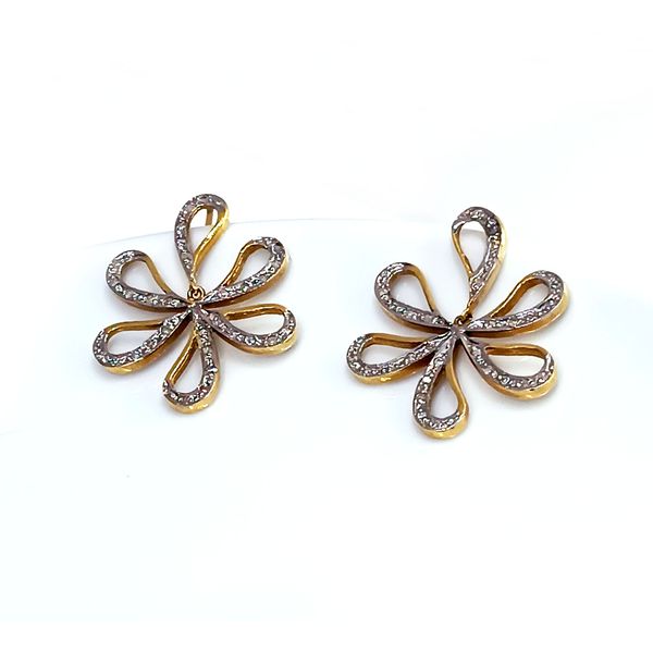 Brinco Ouro 18k Azaleia Cravejado