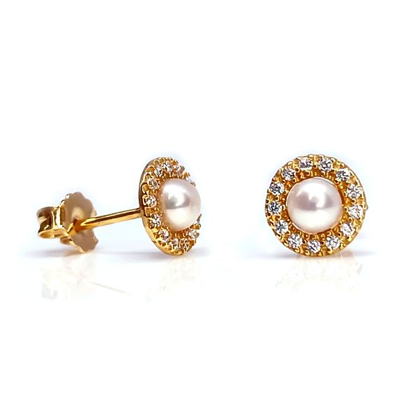 Brinco em Ouro 18k Pérola com Zircônias