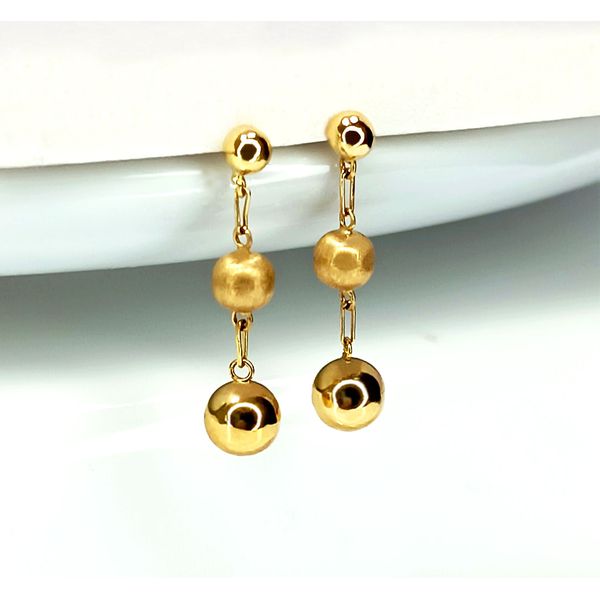 Brinco em Ouro 18k Bolas Polidas e Fosca