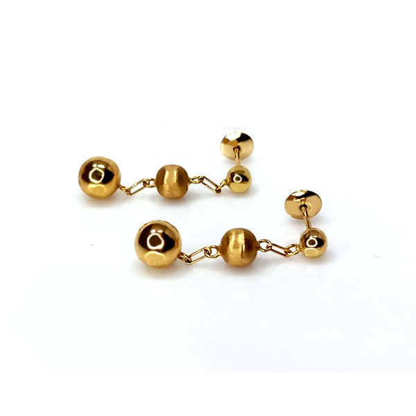 Brinco em Ouro 18k Bolas Polidas e Fosca