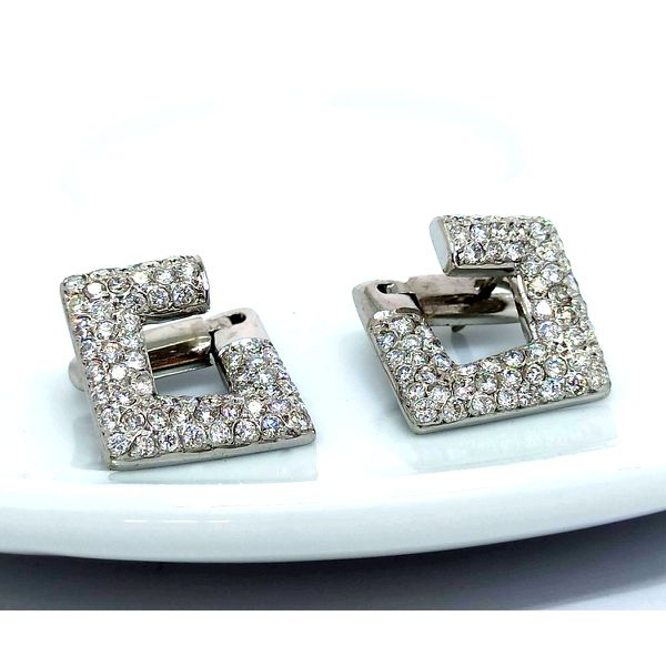 Brinco Ouro Branco 18k com Diamantes