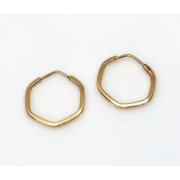 Brinco de Argola Sextavada em Ouro 18k