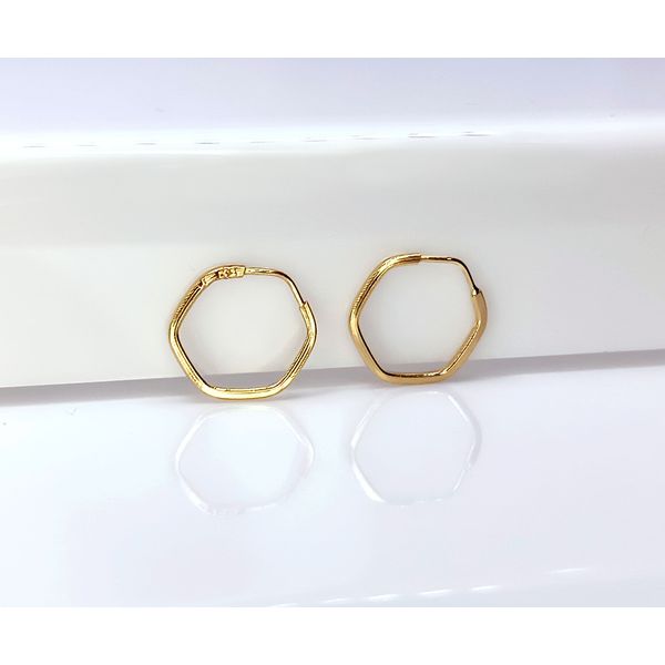 Brinco de Argola Sextavada em Ouro 18k