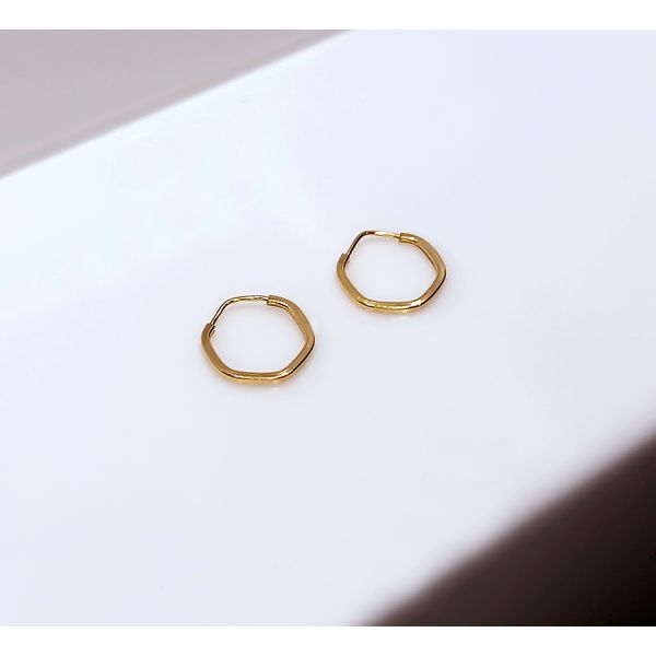 Brinco de Argola Sextavada em Ouro 18k