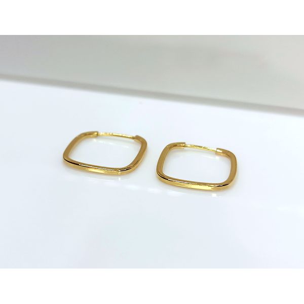 Brinco Argola Quadrada Fio em Ouro 18k