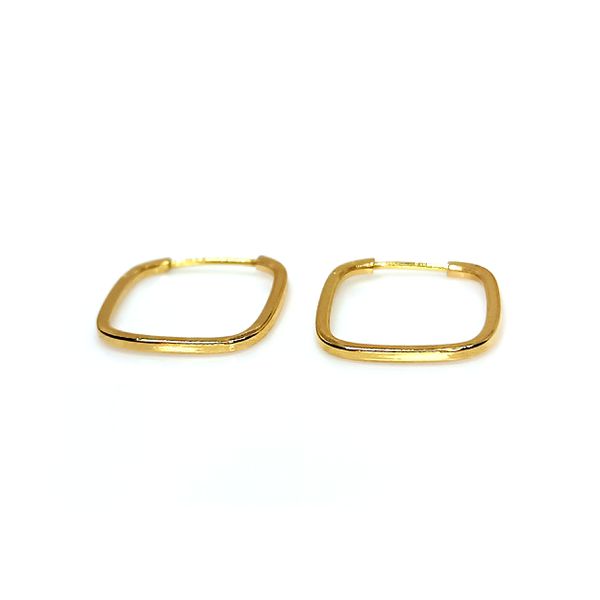 Brinco Argola Quadrada Fio em Ouro 18k
