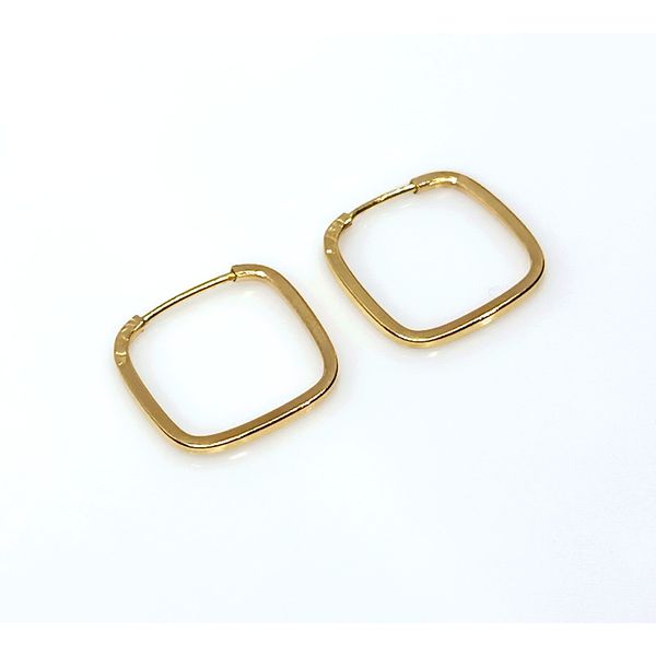 Brinco Argola Quadrada Fio em Ouro 18k