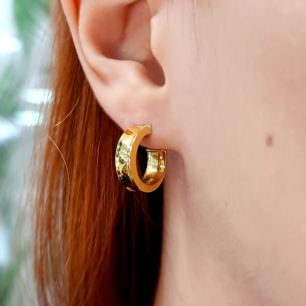 Brinco de Argola Concavo em Ouro 18k
